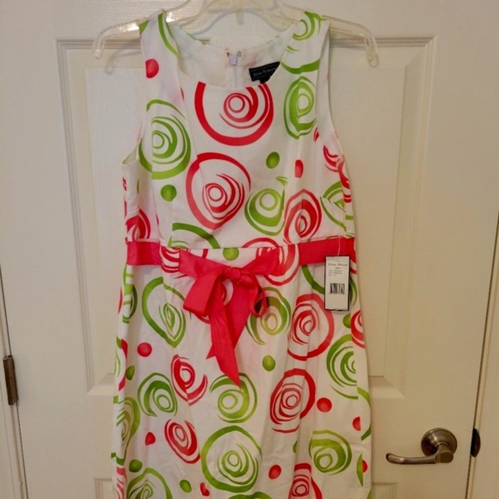 Jessica Howard White Pink & Green Sleeveless Dress
